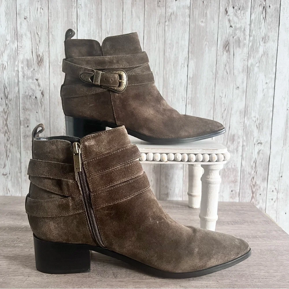 Marc Fisher Women’s Yandi Suede Olive Green Western Boots Size 8.5